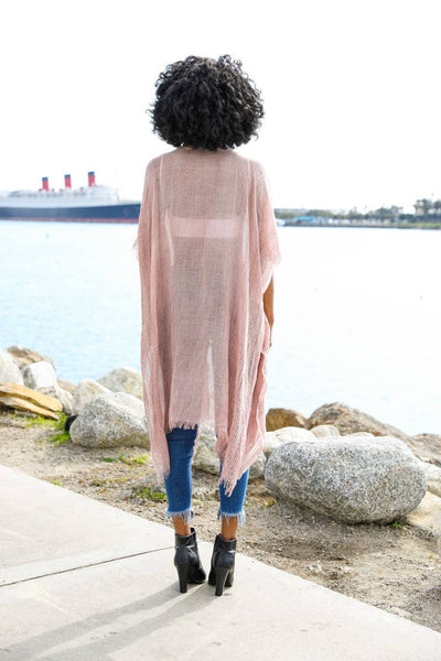Rose Sheer Kimono with Sequin