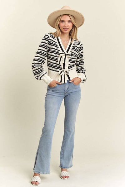 Bow tie stripe sweater