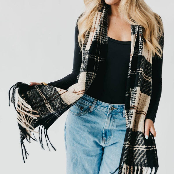 Plaid Fringe Scarf