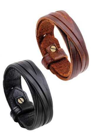 Punk Leather Wristband Bracelet