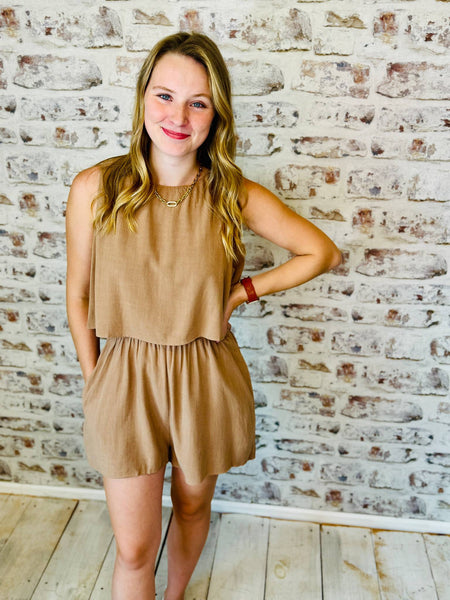 Sleeveless Mocha Romper