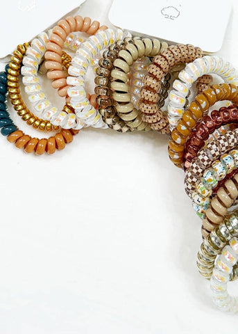waterproof earth toned spiral hair bands