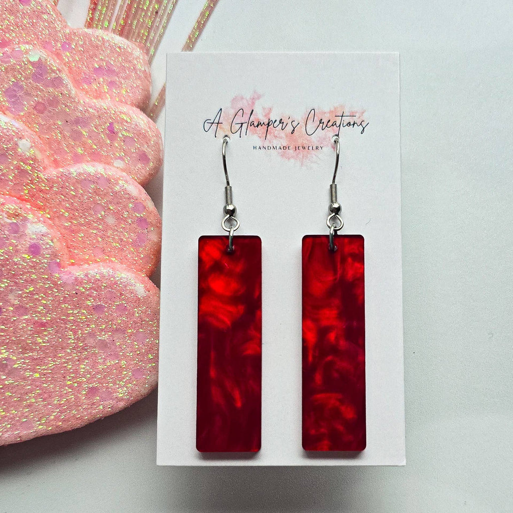 Boho Floral Mini Bar Leather Earrings