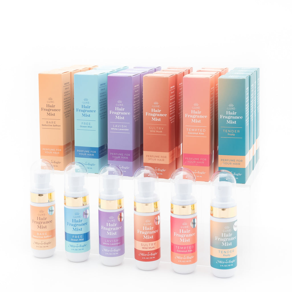 MIxologie hair fragrance mist in 6 fragrances. Does not weigh down hair very light and easy fragrance