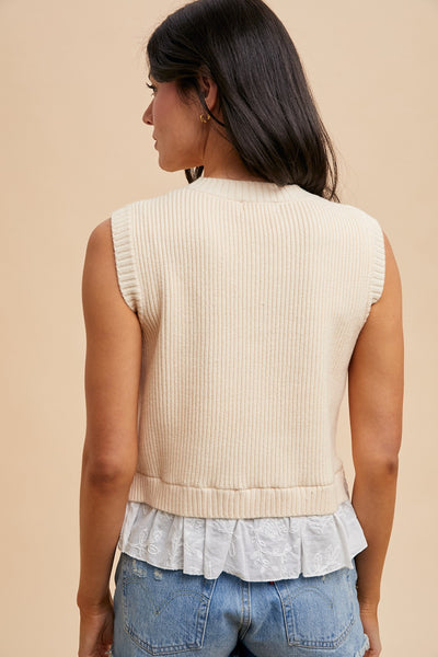 Mix Media Rib Sweater Tank