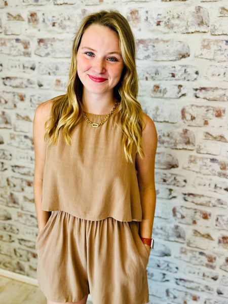 Sleeveless Mocha Romper