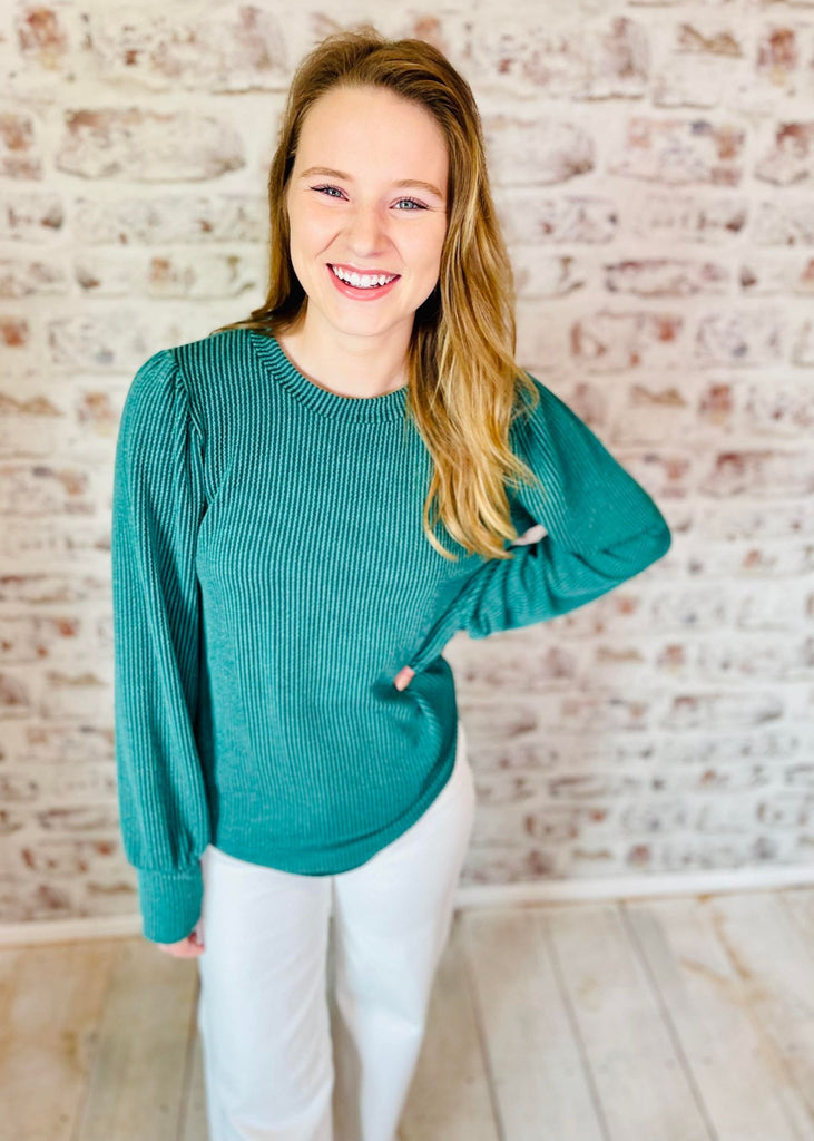 mineral washed long sleeved ribbed top.