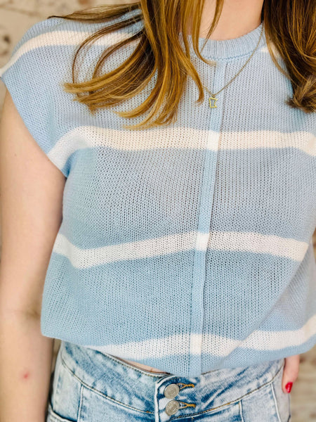 Light Blue Short Sleeve Sweater