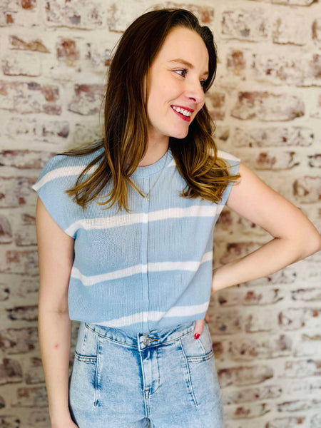 Light Blue Short Sleeve Sweater