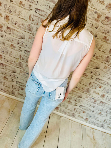 Sleeveless Surplice Blouse