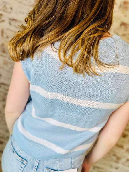 Light Blue Short Sleeve Sweater