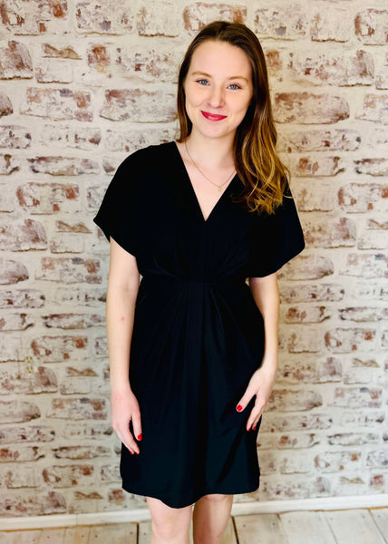 Bat-sleeved Black Dress