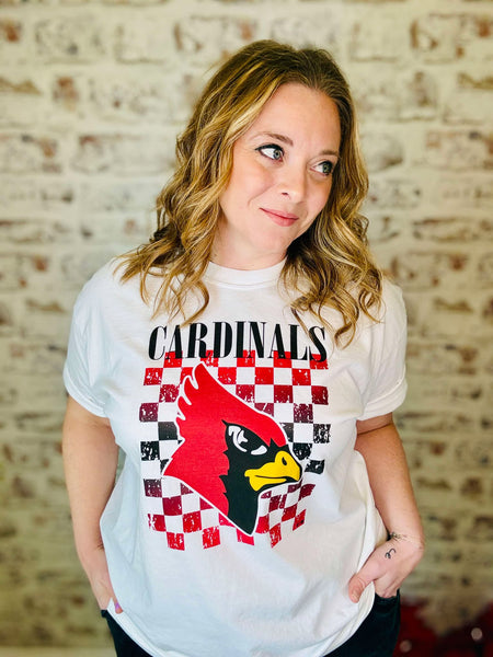 Cardinal Checkered Mascot Tee