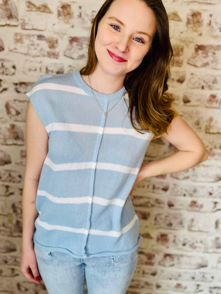 Light Blue Short Sleeve Sweater