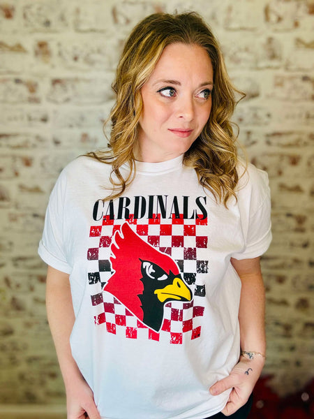Cardinal Checkered Mascot Tee