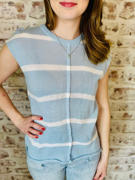 Light Blue Short Sleeve Sweater