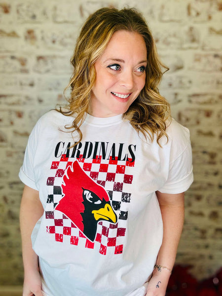 Cardinal Checkered Mascot Tee