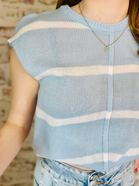 Light Blue Short Sleeve Sweater