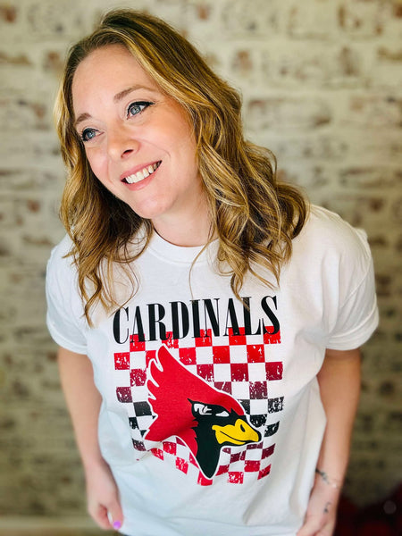 Cardinal Checkered Mascot Tee