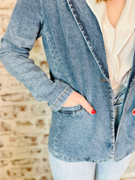 Denim Blazer Single Breasted