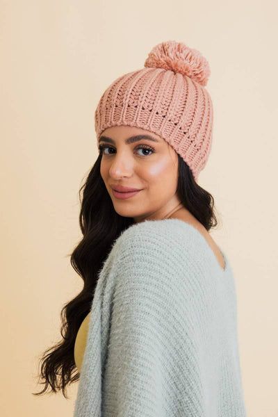 Cable Knit Pom Beanie
