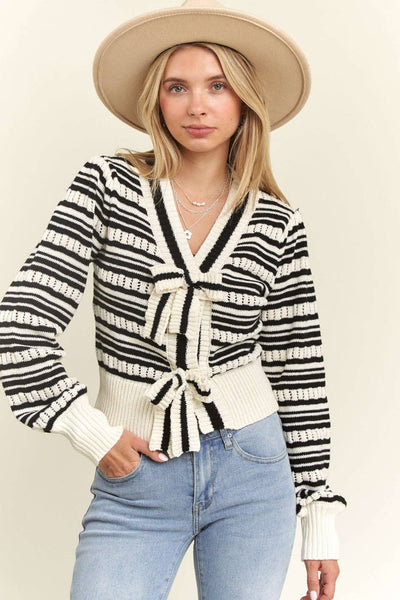 Bow tie stripe sweater