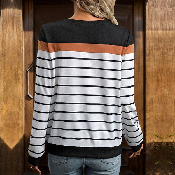 Brown & Black Striped Crew Neck
