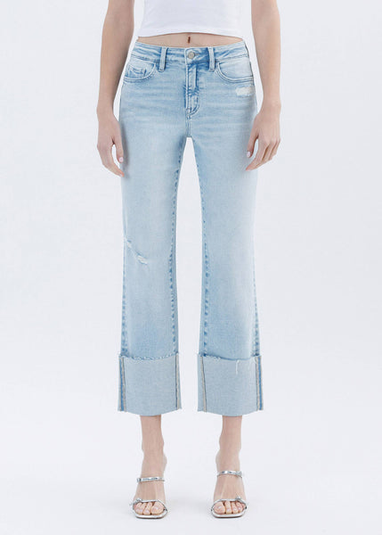 HIGH RISE CUFFED CROP STRAIGHT JEANS