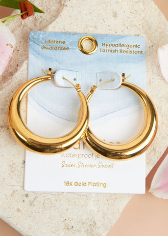 Narelle Waterproof Round Hoop Earrings