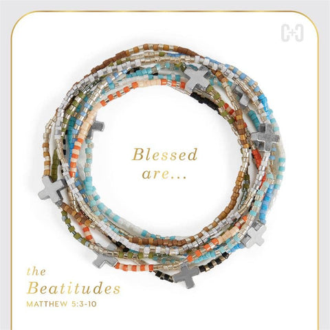 The Beatitudes Cross Charm Bracelet: Silver