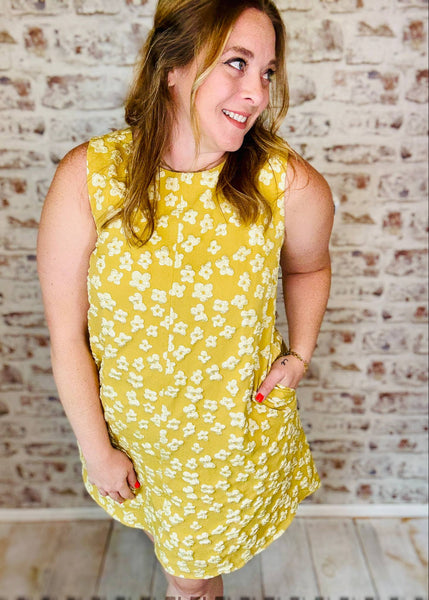 Embossed Mini Swing Dress