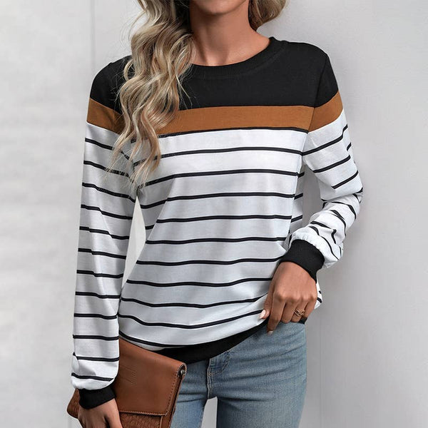 Brown & Black Striped Crew Neck