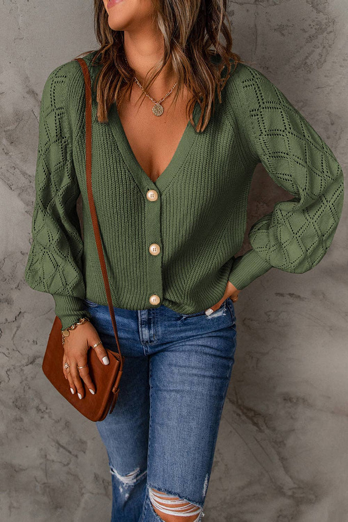 V-Neck Cardigan Olive