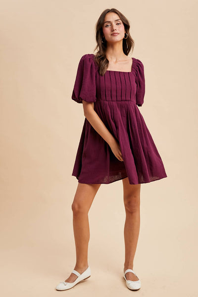 BOX PLEAT MINI DRESS