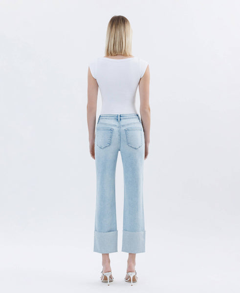 HIGH RISE CUFFED CROP STRAIGHT JEANS