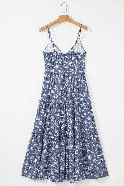 Spaghetti Strap Tiered Midi Dress