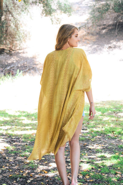 Mustard Longline Tribal Kimono
