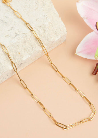 Narelle brand 18 inch either gold- or silver-plated paperclip style necklace is water proof