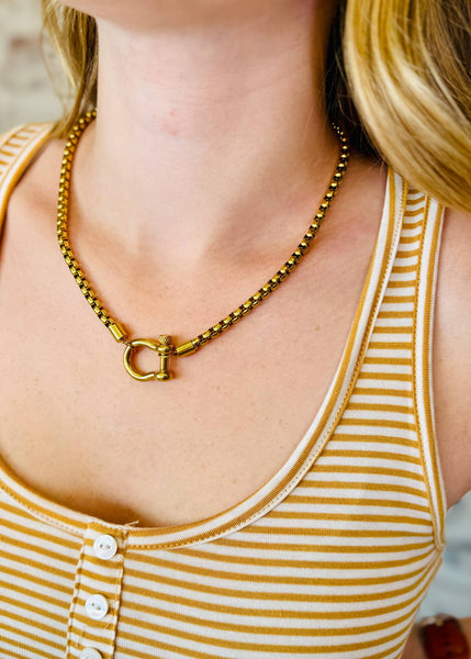 Lucky Me Horseshoe Toggle Necklace - WATERPROOF