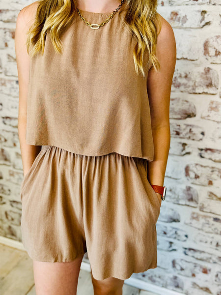 Sleeveless Mocha Romper