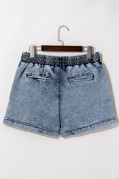 Drawstring Denim Skort