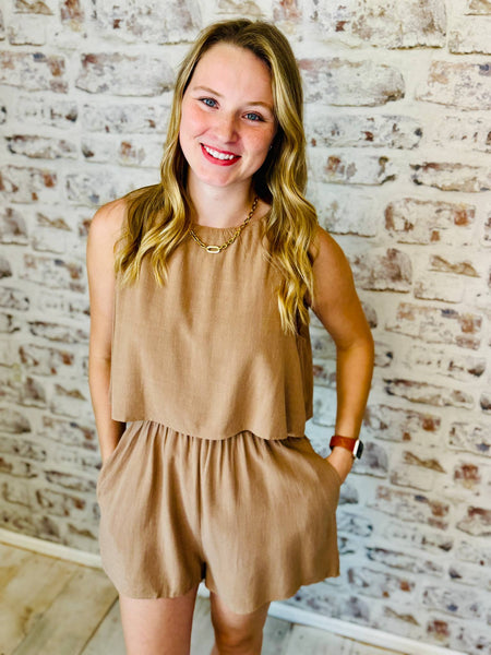 Sleeveless Mocha Romper