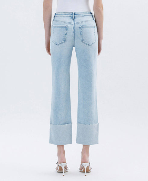 HIGH RISE CUFFED CROP STRAIGHT JEANS