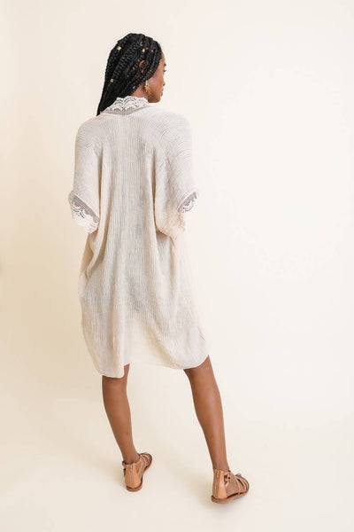 Lace Trim Kimono – Ivory