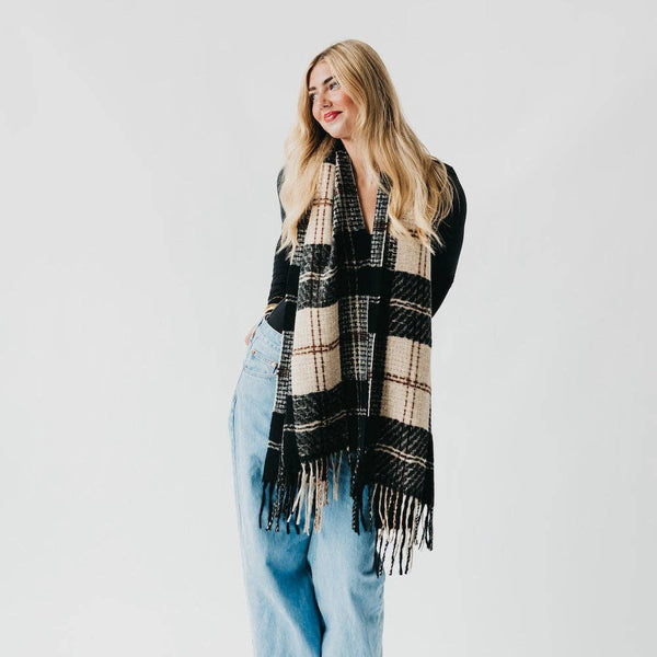 Plaid Fringe Scarf