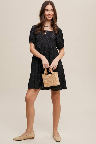 Dot Puff Sleeve Dress