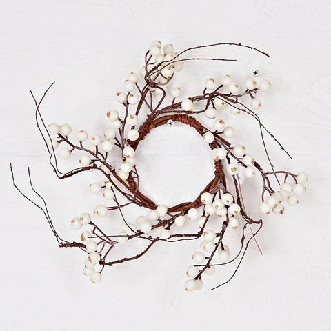 12in(3.5in) Wreath-White Snowberries with wispy twigs-