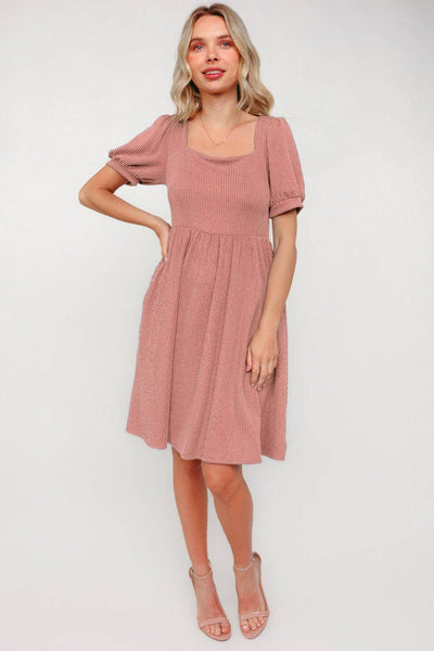 Square Neck Ribbed Dress