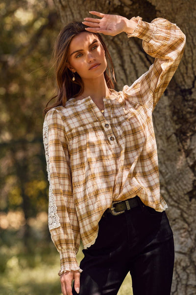 Lace& Plaid Blouse