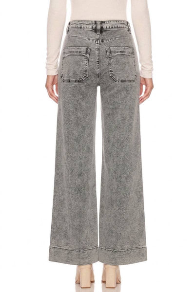 Gray Acid Wash Palazzo Jeans